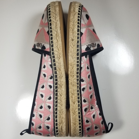 FENDI JUNIA PRINTED JACQUARD ESPADRILLES SHOES - Picture 7 of 9